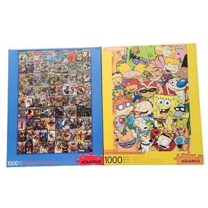Spiderman Comic and Nickelodeon Puzzle Lot of 2 1000 Peices Aquarius Puzzles